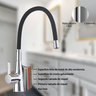 Torneira Flexível para Cozinha, Bancada Quente e Frio Monocomando com Arejador Fc-16 - 9