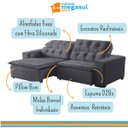 Ver imagem 4 de Sofá Retrátil Reclinável 6 Lugares 290cm com Pillow Veludo Cinza Alasca Megasul