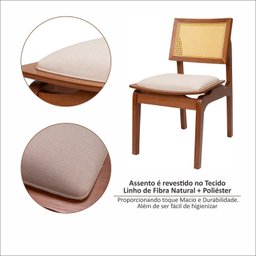Kit 6 Cadeiras de Madeira Maciça Tauari e Rattan Natural Assento Estofado Daren Living Outdoor Espre - 9