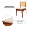 Kit 6 Cadeiras de Madeira Maciça Tauari e Rattan Natural Assento Estofado Daren Living Outdoor Espre - 6