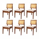Ver imagem 1 de Kit 6 Cadeiras de Madeira Maciça Tauari e Rattan Natural Assento Estofado Daren Living Outdoor Espre