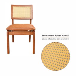 Conjunto com 4 Cadeiras de Madeira 100% Maciça Tauari e Rattan Natural com Assento Estofado Daren Li - 8
