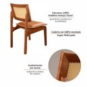 Ver mais imagens de Kit 6 Cadeiras de Jantar Madeira 100% Maciça Tauari e Rattan Natural com Assento Estofado Daren Li
