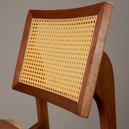 Conjunto com 6 Cadeiras de Madeira 100% Maciça Tauari e Rattan Natural com Assento Estofado Daren Li - 18