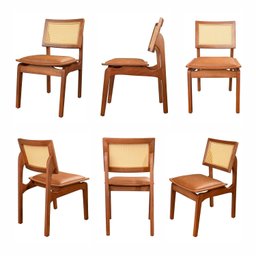 Conjunto com 6 Cadeiras de Madeira 100% Maciça Tauari e Rattan Natural com Assento Estofado Daren Li - 4