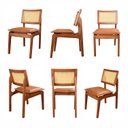 Ver imagem 5 de Kit 6 Cadeiras de Madeira 100% Maciça Tauari e Rattan Natural com Assento Estofado Daren Li