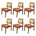 Ver imagem 1 de Kit 6 Cadeiras de Jantar Madeira 100% Maciça Tauari e Rattan Natural com Assento Estofado Daren Li