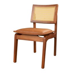 Conjunto com 6 Cadeiras de Madeira 100% Maciça Tauari e Rattan Natural com Assento Estofado Daren Li - 12