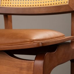 Conjunto com 6 Cadeiras de Madeira 100% Maciça Tauari e Rattan Natural com Assento Estofado Daren Li - 19