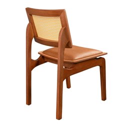 Conjunto com 6 Cadeiras de Madeira 100% Maciça Tauari e Rattan Natural com Assento Estofado Daren Li - 14