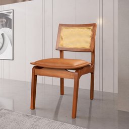Conjunto com 6 Cadeiras de Madeira 100% Maciça Tauari e Rattan Natural com Assento Estofado Daren Li - 3
