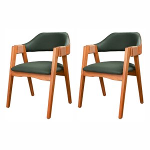 Kit 2 Cadeiras de Madeira Maciça Tauari, Estofada e Braço com Corda Náutica Bélgica Espresso Móveis