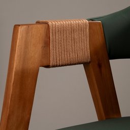 Kit 6 Cadeiras de Madeira Maciça Tauari, Estofada e Braço com Corda Náutica Bélgica Espresso Móveis   - 17