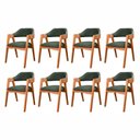 Ver imagem 1 de Kit 8 Cadeiras de Madeira Maciça Tauari, Estofada e Braço com Corda Náutica Bélgica Espresso Móveis