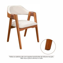 Kit 4 Cadeiras de Madeira 100% Maciça Tauari, Estofada e Braço em Couro Original Bélgica   - 9