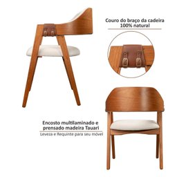 Kit 6 Cadeiras de Madeira 100% Maciça Tauari, Estofada e Braço em Couro Original Bélgica   - 7