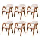Ver imagem 2 de Kit 6 Cadeiras de Madeira 100% Maciça Tauari, Estofada e Braço em Couro Original Bélgica