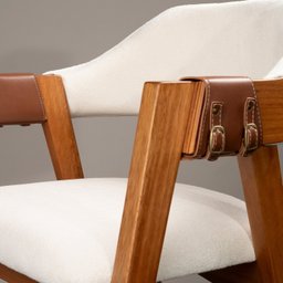 Kit 6 Cadeiras de Madeira 100% Maciça Tauari, Estofada e Braço em Couro Original Bélgica   - 14