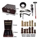 Ver imagem 3 de Kit Abridor de Vinho 4 Peças Maleta e Jogo Xadrez de Madeira