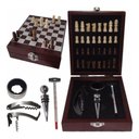 Ver imagem 1 de Kit Abridor de Vinho 4 Peças Maleta e Jogo Xadrez de Madeira