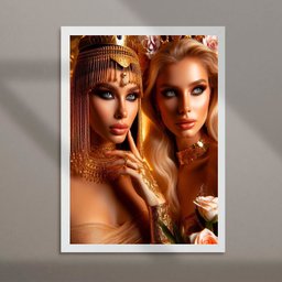 Quadro Arquétipo Cleópatra e Afrodite 33x24cm:moldura Branca - 2