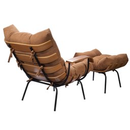 Poltrona de Ferro e Madeira, Estofada com Braço e Puff Estofado Costela Living Outdoor Espresso Móveis - 16