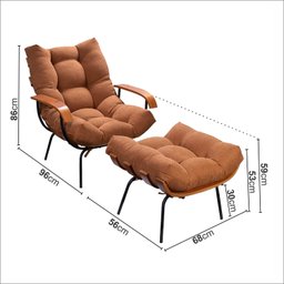 Poltrona de Ferro e Madeira, Estofada com Braço e Puff Estofado Costela Living Outdoor Espresso Móveis - 3