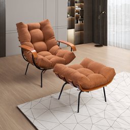 Poltrona de Ferro e Madeira, Estofada com Braço e Puff Estofado Costela Living Outdoor Espresso Móveis - 1