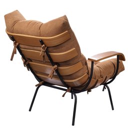 Poltrona de Ferro e Madeira, Estofada com Braço e Puff Estofado Costela Living Outdoor Espresso Móveis - 18