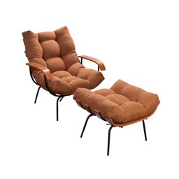 Poltrona de Ferro e Madeira, Estofada com Braço e Puff Estofado Costela Living Outdoor Espresso Móveis - 2