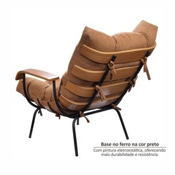 Poltrona de Ferro e Madeira, Estofada com Braço e Puff Estofado Costela Living Outdoor Espresso Móveis - 10