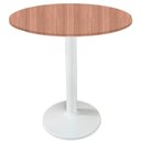 Ver imagem 1 de Mesa Zeta Ferro Branco 75 Cm (alt) Disco Redondo Tampo Mdp Redondo 80 Cm Larg X 2,5 Cm (alt) Noce