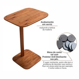 Mesa de Apoio para Sofá de Madeira Maciça e Verniz Dália Living Outdoor Espresso Móveis - 8