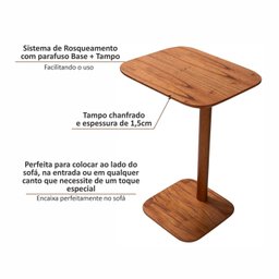 Mesa de Apoio para Sofá de Madeira Maciça e Verniz Dália Living Outdoor Espresso Móveis - 6