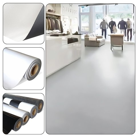 Piso Vinílico em Manta Pvc Preto Branco Dama ou Cimento 1x6m Cor:branco
