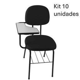 Kit 10 Cadeiras Universitária Secretária com Porta Livros - 2