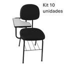 Ver imagem 2 de Kit 10 Cadeiras Universitária Secretária com Porta Livros Preto