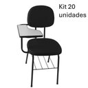 Ver imagem 2 de Kit 20 Cadeiras Universitária Secretária com Porta Livros Preto