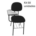 Ver imagem 2 de Kit 50 Cadeiras Universitária Secretária com Porta Livros Preto