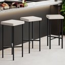 Ver imagem 1 de Kit 02 Banquetas Alta Bar Cozinha Sala de Jantar Preto Stella L02 Linho Cru - Lyam Decor