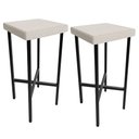 Ver imagem 2 de Kit 02 Banquetas Alta Bar Cozinha Sala de Jantar Preto Stella L02 Linho Cru - Lyam Decor