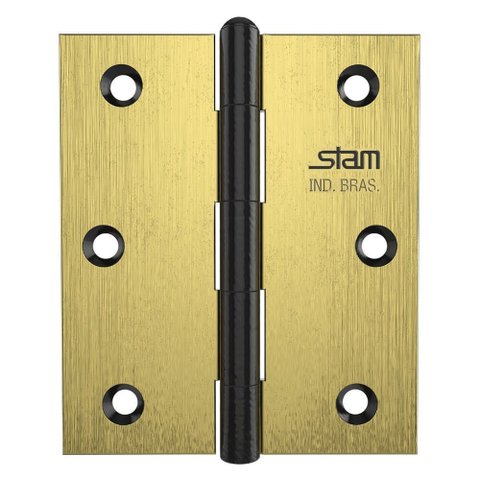 Dobradiça 3.1/2" X 3" X 1,9mm Oxidado com Pino Reverśivel e Canto Reto - 42083 - Stam