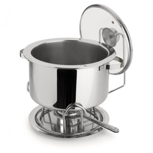 Rechaud Aço Inox Banho Maria com Bowl Embutido Grande 8,2 Litros Buffet Restaurante Sopa Feijão