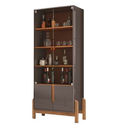 Cristaleira 4 Portas Lizz C14 Cinza Perola/Cedro - Mpozenato - 1