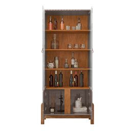 Cristaleira 4 Portas Lizz C14 Cinza Perola/Cedro - Mpozenato - 3