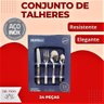 Jogo Talheres Aço Inox 24 Pçs para Casa Cozinha Kit Conjunto Faqueiro Qualidade Classic Resistente C - 6