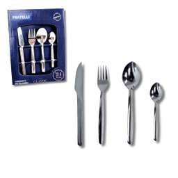 Jogo Talheres Aço Inox 24 Pçs para Casa Cozinha Kit Conjunto Faqueiro Qualidade Classic Resistente C - 1
