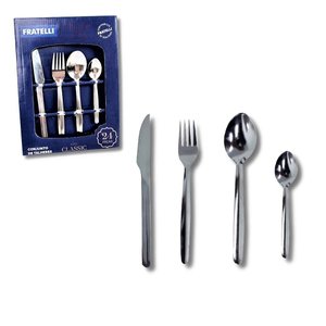 Jogo Talheres Aço Inox 24 Pçs para Casa Cozinha Kit Conjunto Faqueiro Qualidade Classic Resistente C