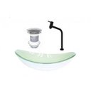 Ver imagem 1 de Cuba de Vidro Oval Chanfrada 46cm com Válvula e Torneira Metal