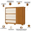 Ver mais imagens de Cômoda Sapateira Sardenha A04 5 Gavetas 1 Porta Cinamomo Off White Lyam Decor